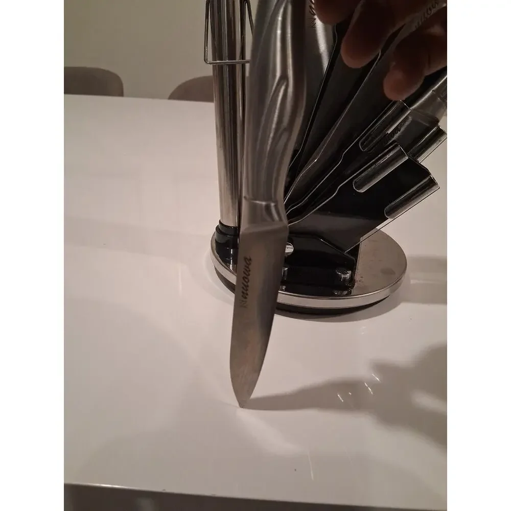 Nnuowa 8-Piece Stainless Steel Kitchen Knife Set w/ Rotating Acrylic Stand |...